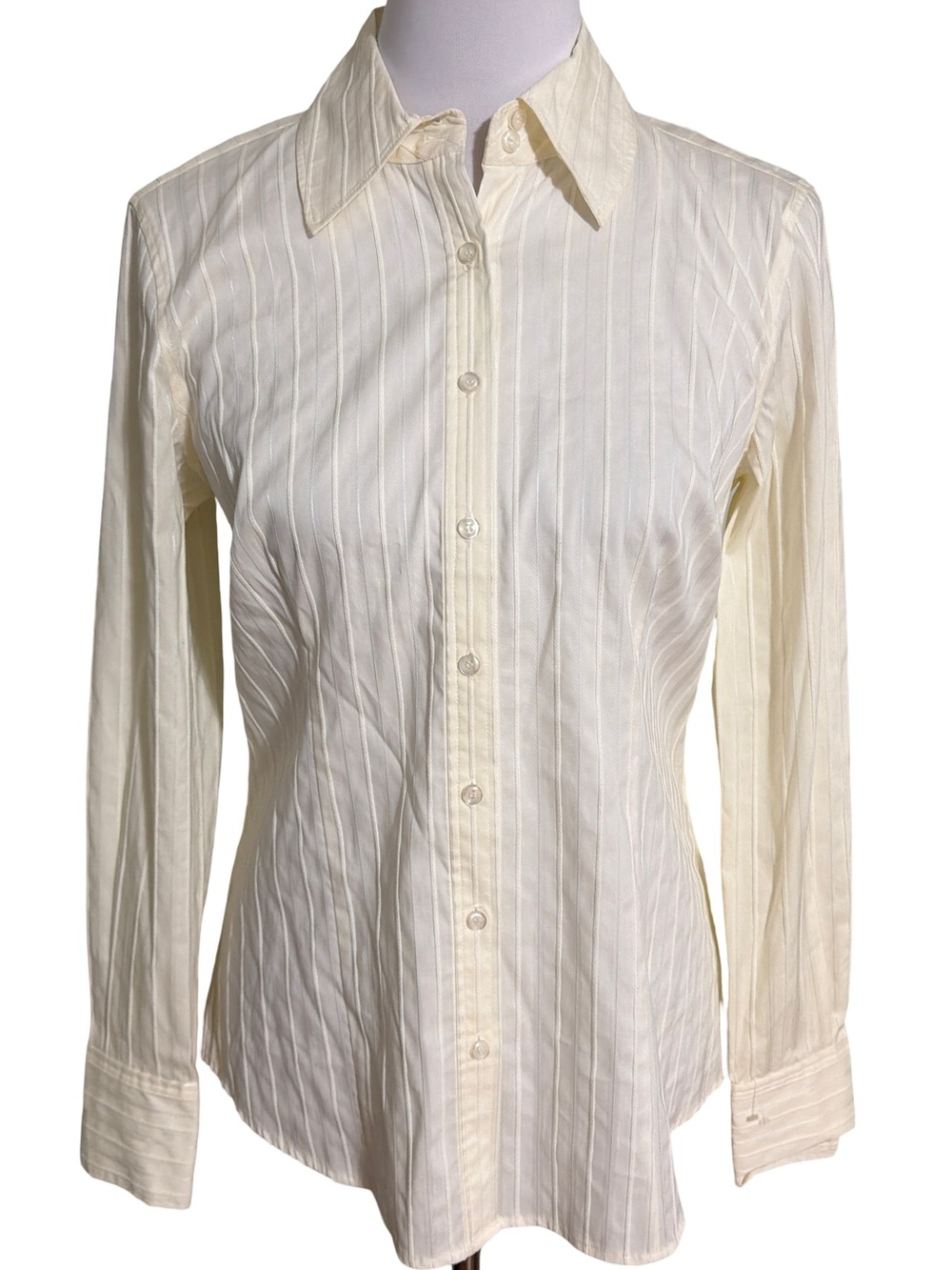 INC International Concepts Cream Pinstripe Button-Down Shirt
